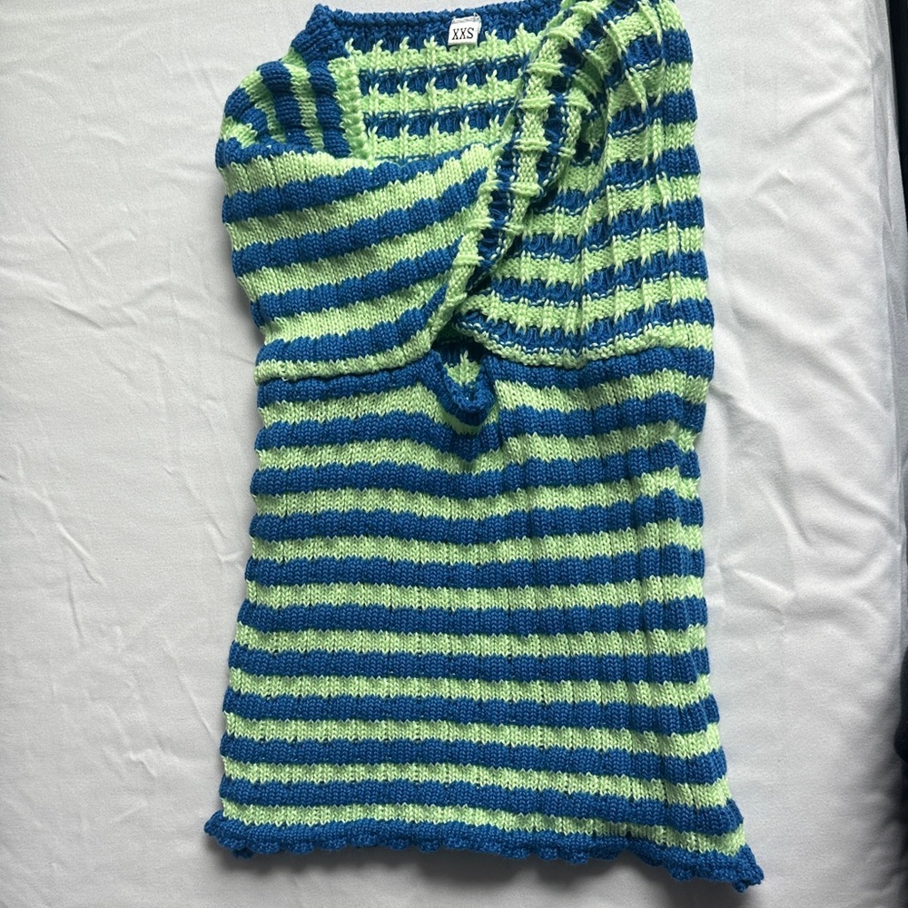 SHEIN Blue and Green Striped Tube top